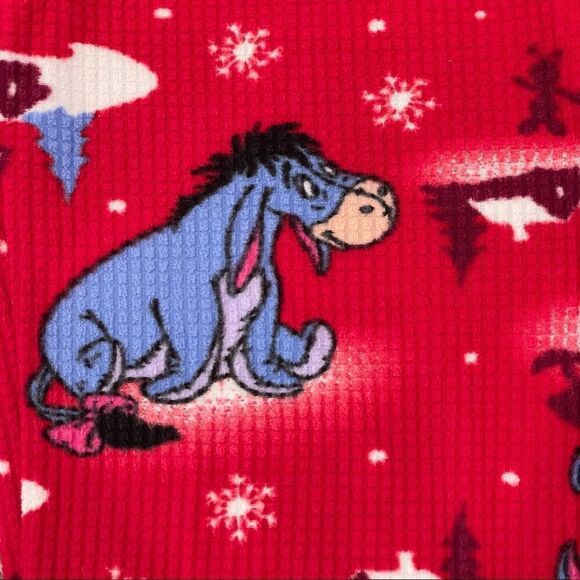 𝅺Disney Size Juniors Small (3-5) Christmas Eeyore Waffle Knit Pajama Pants - Picture 2 of 3